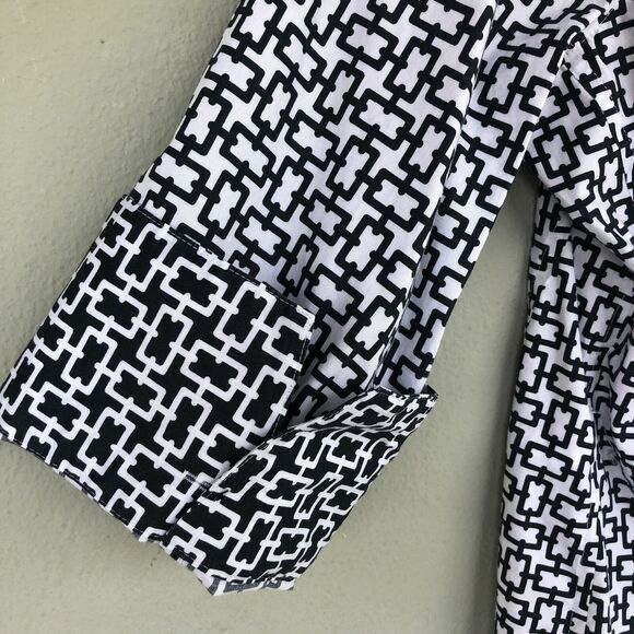 Foxcroft Easy Care Top Women L Chain Link Print Button Up Shirt Career Preppy - Picture 8 of 11
